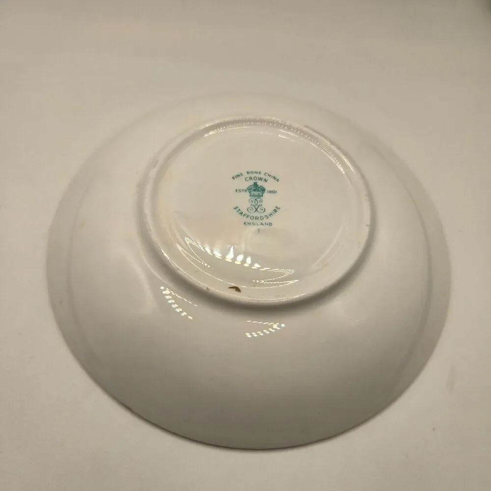 Vintage Bone China Tea Cup Saucer Crown Staffordshire England Floral Gold Trim